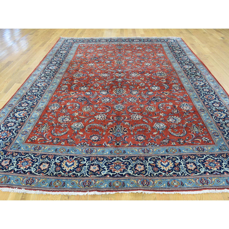 Tapis de zone en laine rouge/bleu 7 pi 10 po x 11 po one-of-kind noué la Cantu
