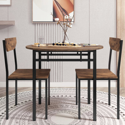 Ensemble de table à manger moderne 3 pièces avec abattant et 2 chaises pour petits espaces Modern