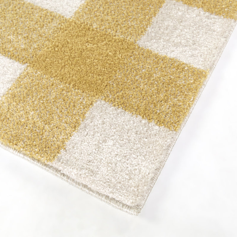 Burgin Yellow Gingham Area Rug, Rectangle 7'10" x 10'