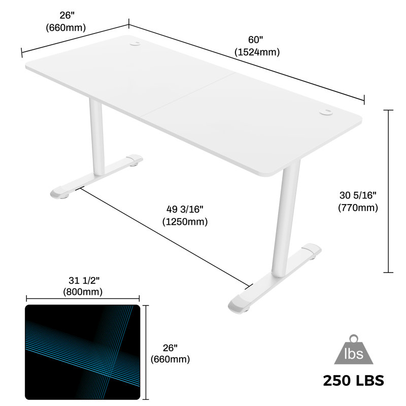 Metal Base Computer Desk, White