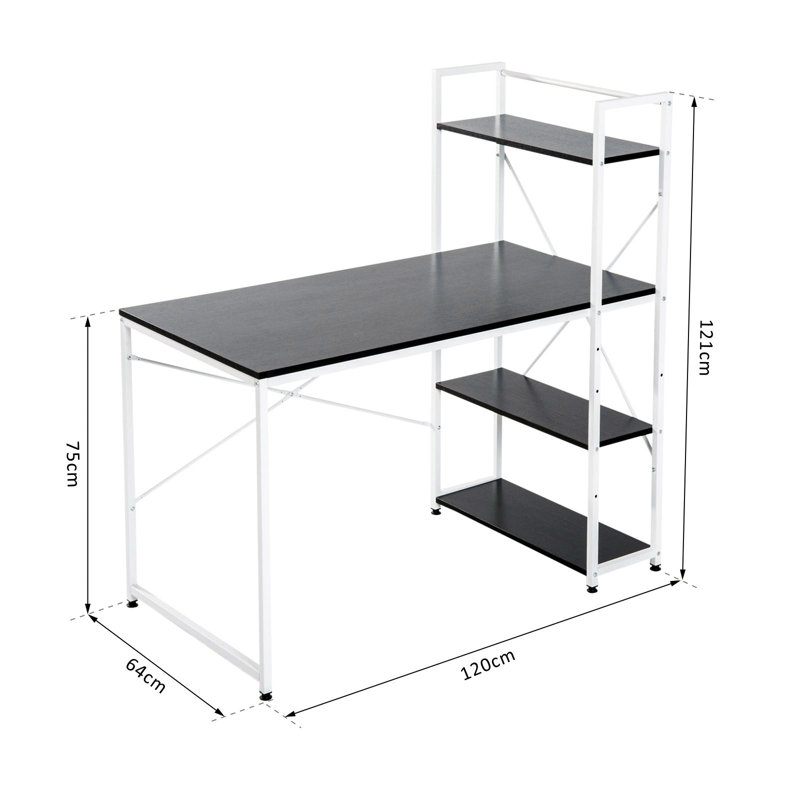Piekos Metal Base Computer Desk, Black/White