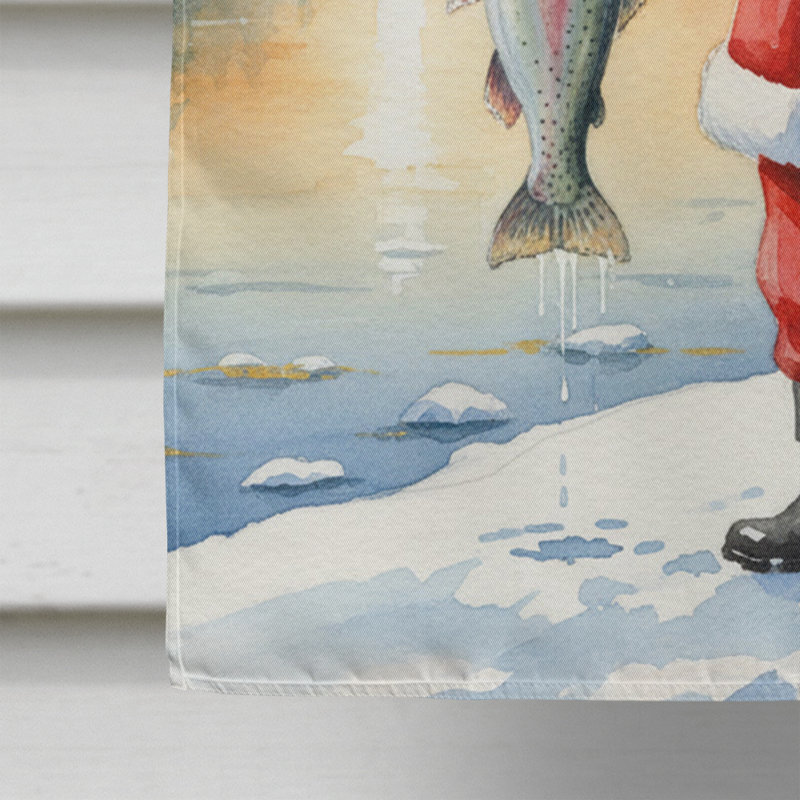 Pêche, père Noël avec truite arc-en-ciel, drapeau de la maison de Noël, House Size