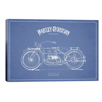 Harley Harley-Davidson Motorcycles (Light Blue) I 1 Piece Wall Art on Canvas