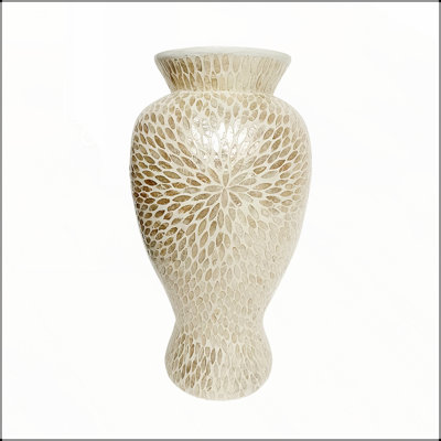 Grand vase D13,4 x 24 avec motif de coquillages Capiz