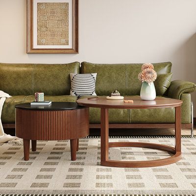 Table basse ronde gigogne avec tiroir
