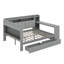 Full Size Daybed With Storage Drawers & Desk, L-Shaped Corner Bed With LED Bookcase-2052619562