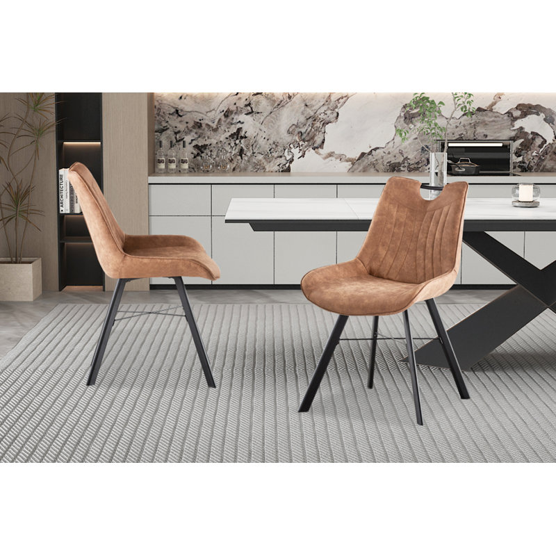 Gilda Upholstered Metal Side Chair, Dark Brown