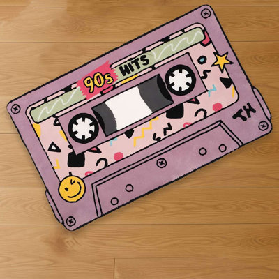 Retro 90S Mixtape Cassette Accent Rug