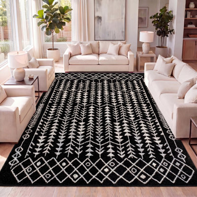 Kendahl Moroccan Geometric Black/Cream Rug