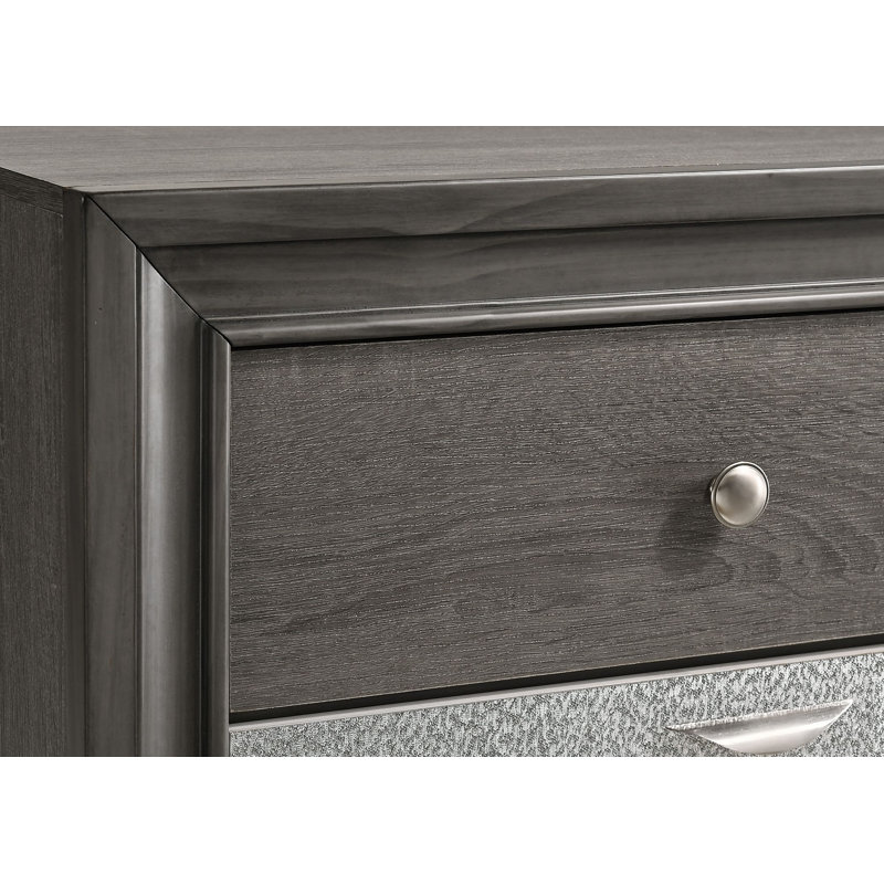 Ensemble de chambre avec lit plateforme de rangement Marielena 3-3_Risa, Noir / argent, Grand