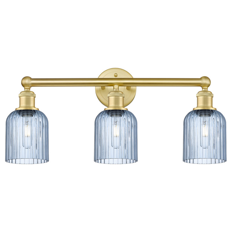 Abat-jour de salle de bain 3 lumières Edison Northgate, Or satiné, Bleu