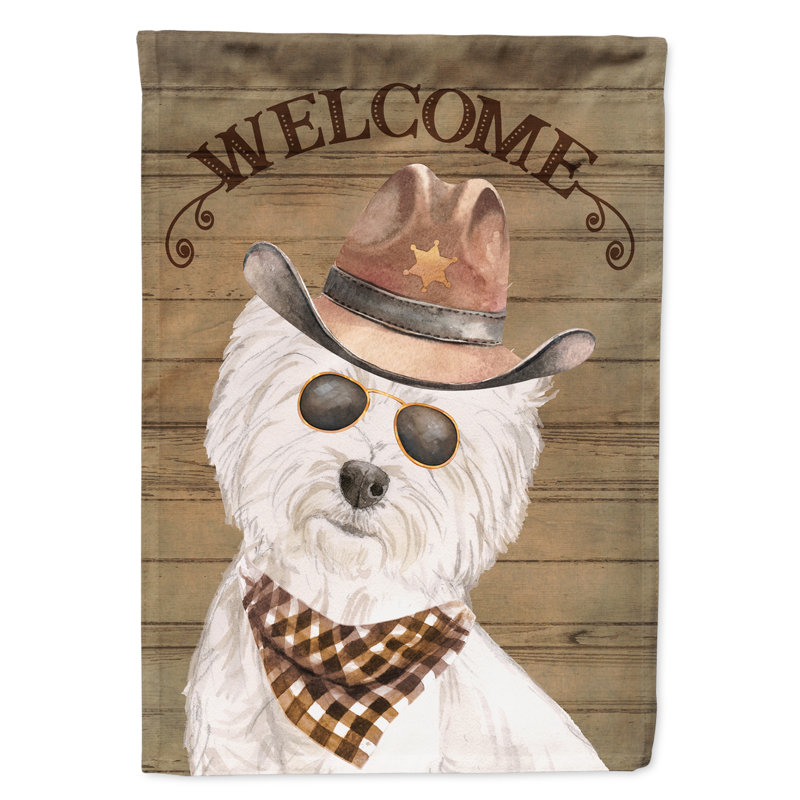 Fauve en polyester à 2 côtés 40 x 28 po french dog drapeau maison, Terrier des Highlands de l'Ouest blanc
