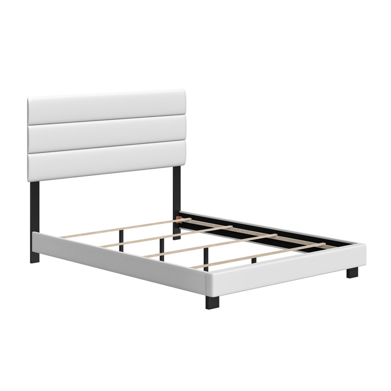 Boyd Sleep Napoli Faux Leather Fabric Upholstered Platform Bed Frame w/Adjustable Headboard, no Noise Strong Wood Slat Support, Box Spring/Foundation Required, Easy Effortless Assembly,