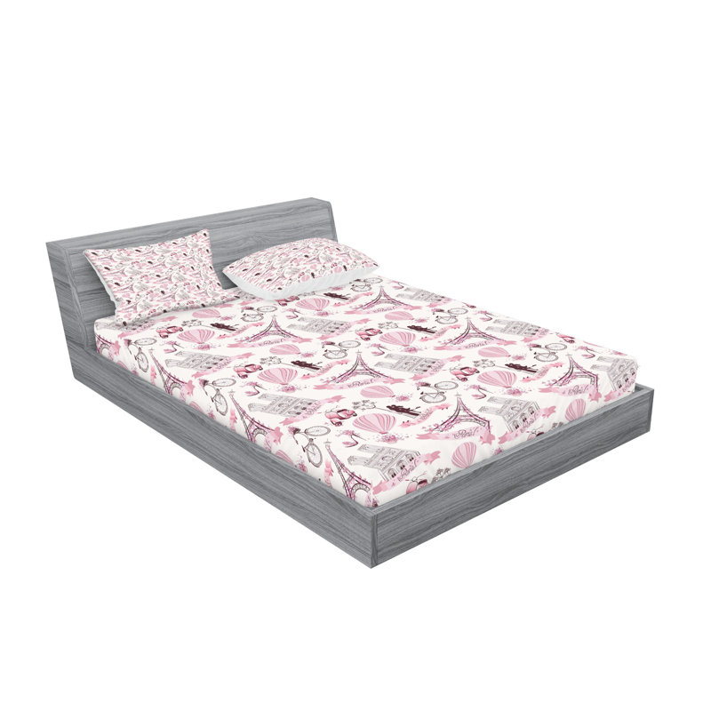 Drap-housse et coussin décoratif Ambesonne Paris rose pâle, Ensemble de draps pour très grand lit californien