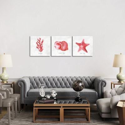 Red Sea Triptych - ensemble d'art mural sur toile tendue (ensemble de 3)