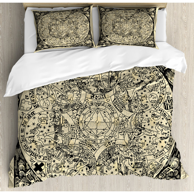 Eclectic Geometric Shapes Duvet Cover, King Duvet Cover + 2 Standard Shams
