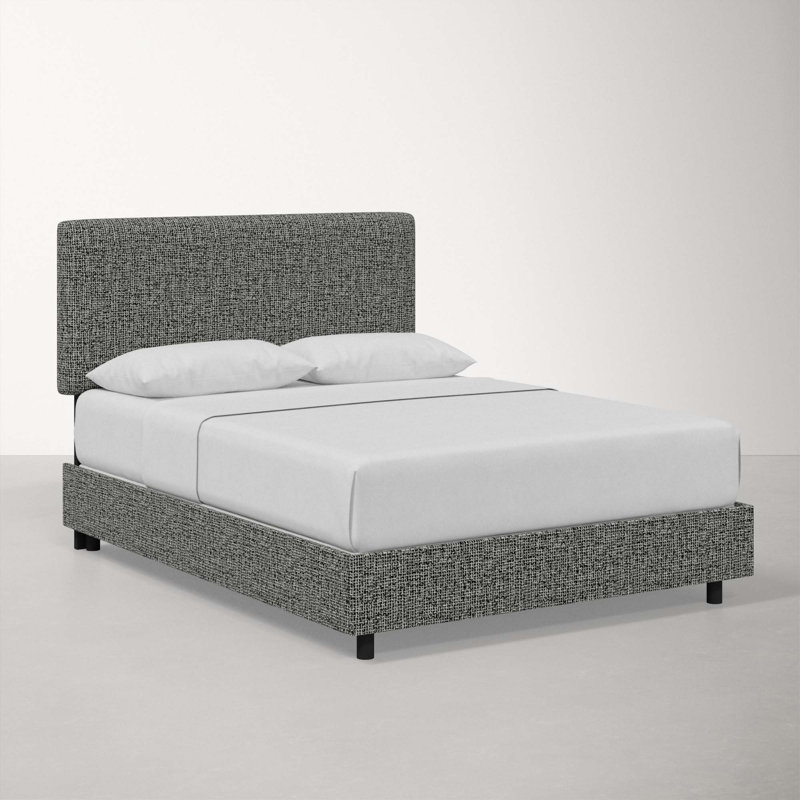 Lit tapissier Atoll, Tweed poivre moderne, Grand
