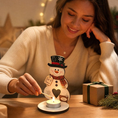 Décoration de Noël, bougeoir en bois, ornement de bureau, socle pour bougies sur pied, fabrication artisanale en bois massif, décoration festive pour la maison, cadeau de Noël.
