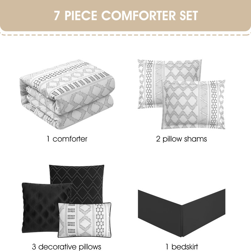 Ensemble d'édredon géomètre 7 pièces Apatite, Édredon de très grande taille et 6 pièces suppl