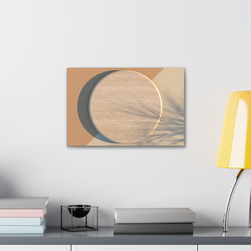 Art mural rond en bois avec élément naturel, H 12 po x l 16 po