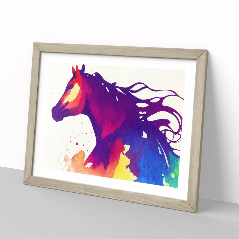 XH1022-9569X Vibrant Horse Vol.1 Abstract - Single Picture Frame Print, 46cm H x 64cm W x 2cm D, Oak