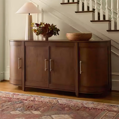 70.87"American-style brown solid wood storage cabinet