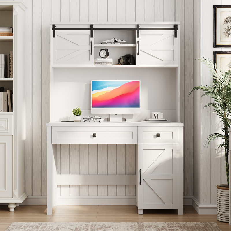 Bureau 47 po avec 3 tiroirs Farmhouse, Blanc