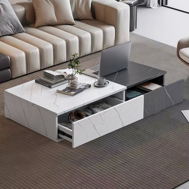 Black And White Contrasting Modern Coffee Table (dual Storage Compartments) : Fashionable Appearance + Practical Storage, Big Upgrade In Small Space