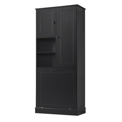 67'' H Bathroom Cabinet With Tilt-Out Laundry Hamper And Adjustable Shelf