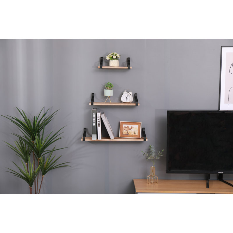 Tablette en bois massif 3 pièces Turbotville