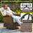 9 PCS Patio Furniture Set Outdoor Sectional Sofa Couch With Rocking Swivel Chairs 6" Deep Seat Chairs, Modern Wicker Rattan Conversation Set-1921288461