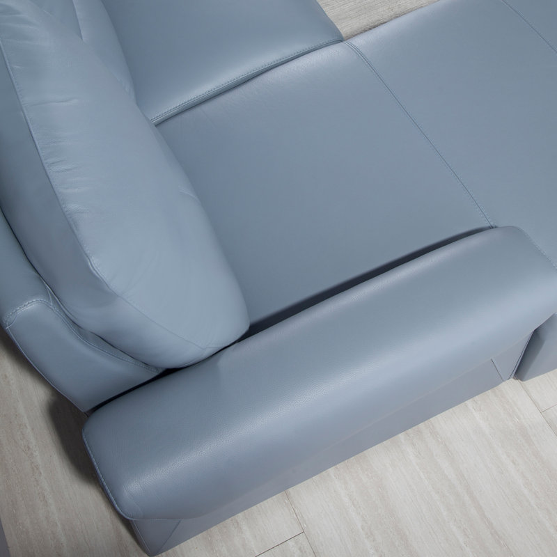 Minnich Upholstered Power Reclining L-Shaped Sectional, Left Hand Facing, Aqua