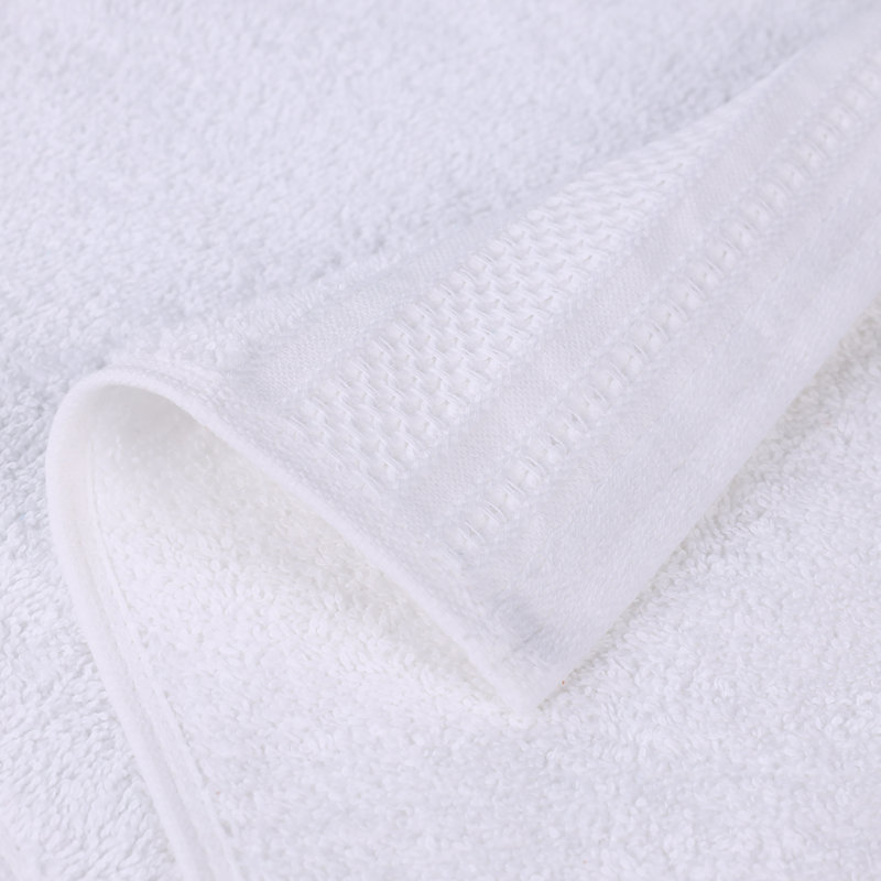 White Cotton Honeycomb Textured Waffle Border Towel Set