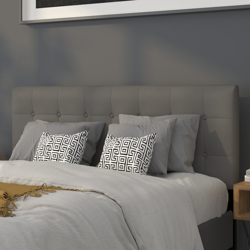 Ciriaca Button Tufted Upholstered Headboard, Gray, Queen