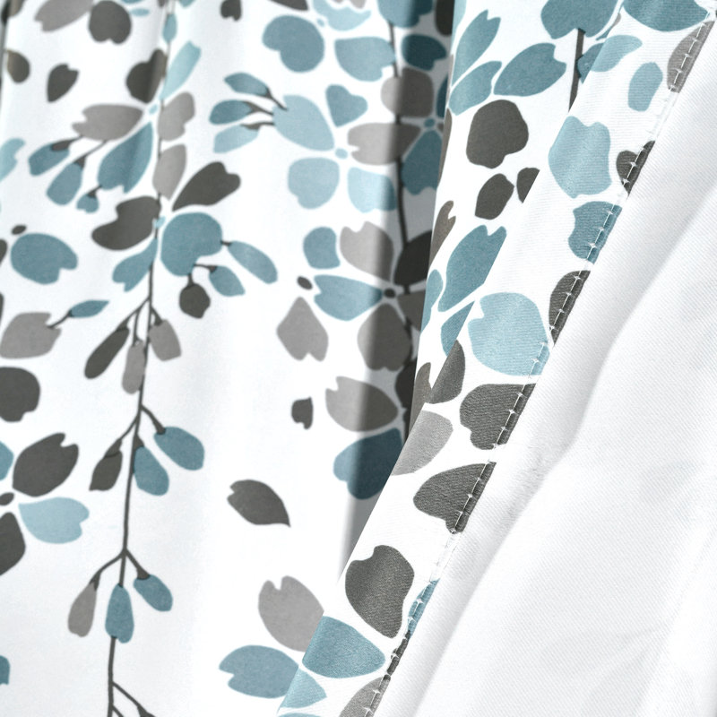 Weeping Flowers Room Darkening Pair, 52" W x 95" H, Blue/Gray