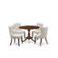 L'ensemble de 5 pièces pour 4 personnes comprend une table de salle à manger ronde avec Dropleaf et 4 chaises Parson revêtues de tissu de lin, acajou-1113636052-1113636054