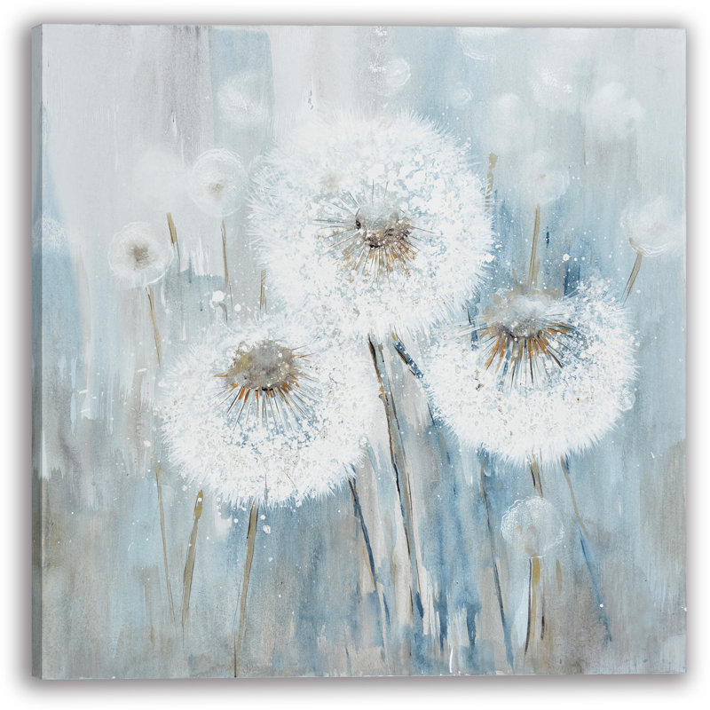 «Dandelion Whimsy», aquarelle sur toile, H 12 po x l 12 po
