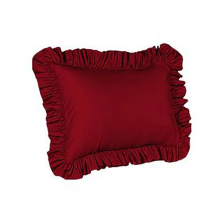 400TC Sateen Solid Cotton Ruffle Pillow Sham, Burgundy