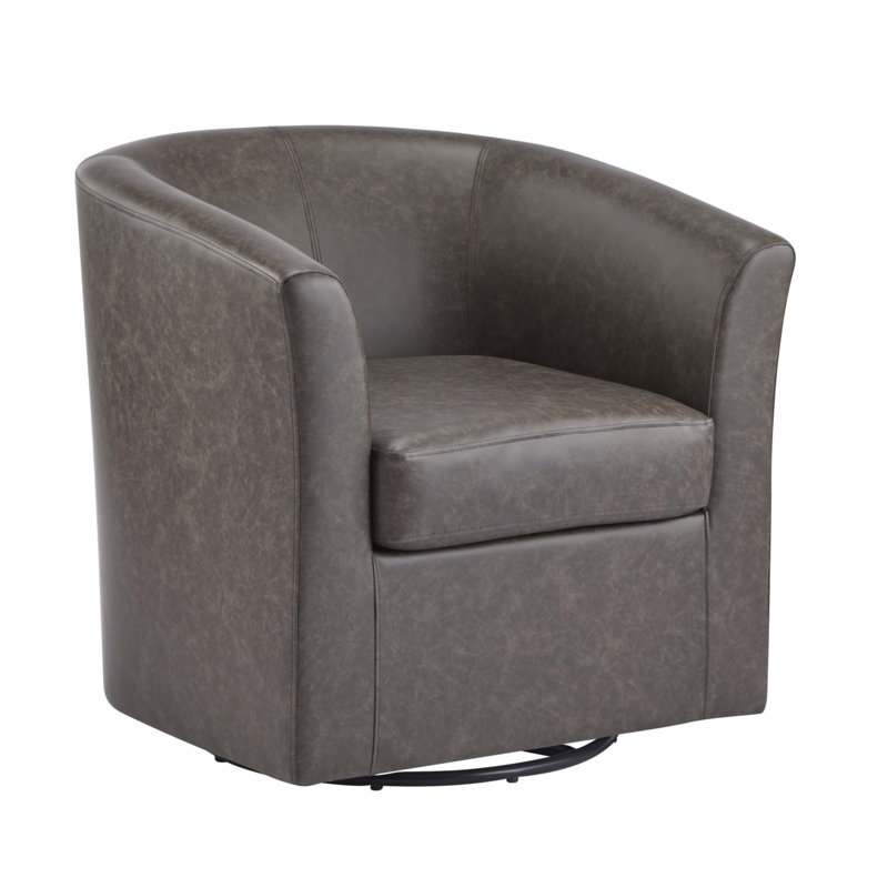 Latitude Run® Faux Leather Swivel Barrel Chair | Wayfair