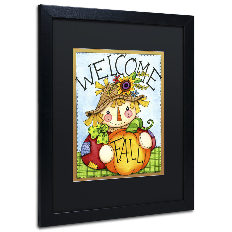 « épouvantail welcome », art encadré, H 20 po x l 16 po x P 0,5 po, Noir