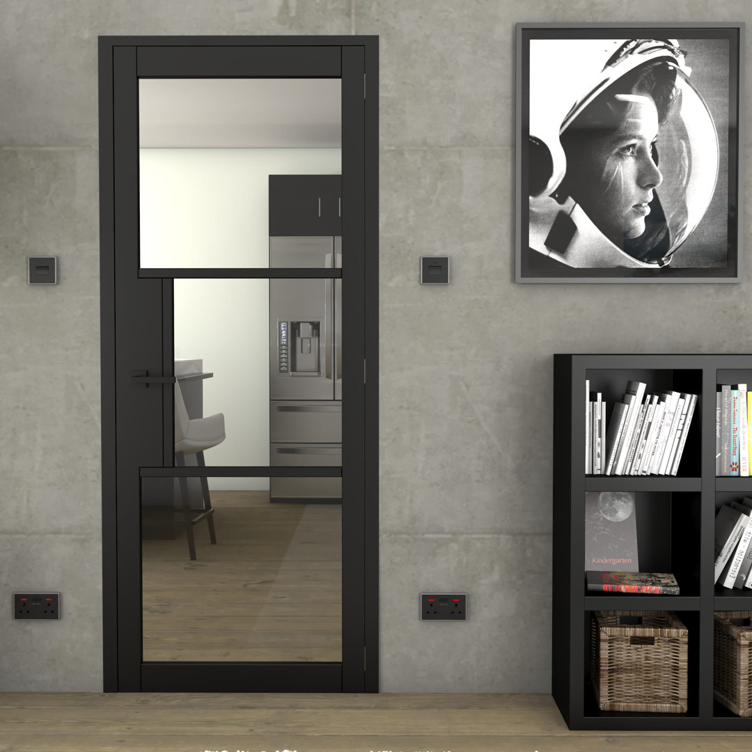 Black Heritage 3 Lite Clear Glass Internal Door