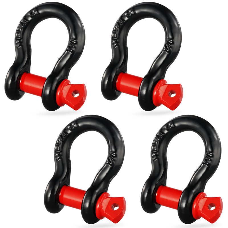 Anneau en D de 1/2 po, paquet de 4 manilles en acier allié, H 3,15 po x l 2,56 po