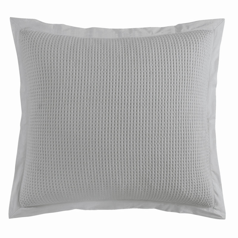 Stonewashed Cotton Waffle Weave Classic Chic Casual Euro Sham 27x27 inch, Gray