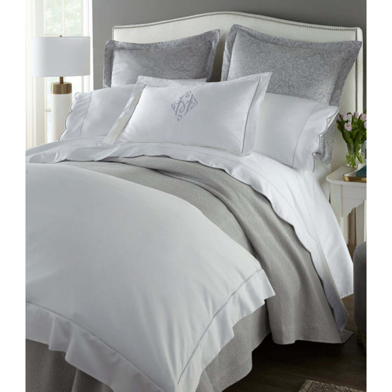 Boutique 100% Cotton Percale Duvet Cover, Twin Duvet, White/Platinum