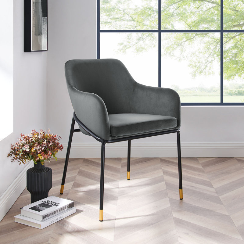 Jovi Performance Velvet Dining Armchair, Gray
