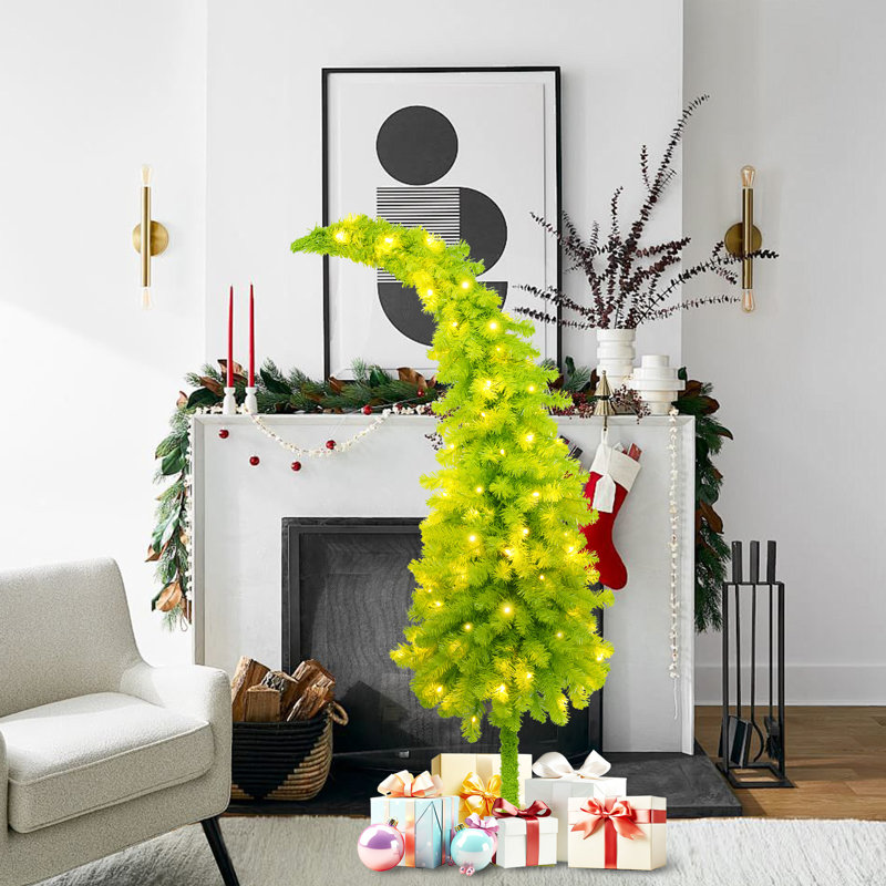5 pi, arbre de Noël à chapeau, 400 branches réalistes, 100 lumières à DEL, arbre de décoration réaliste de style 5 pi, 400 branches, 100 lumières blanches chaudes, sans odeur pour une maison sécuritaire