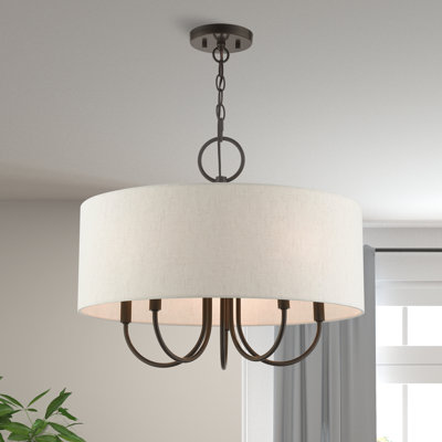 Lustre tambour 5 lumières à abat-jour Raymond