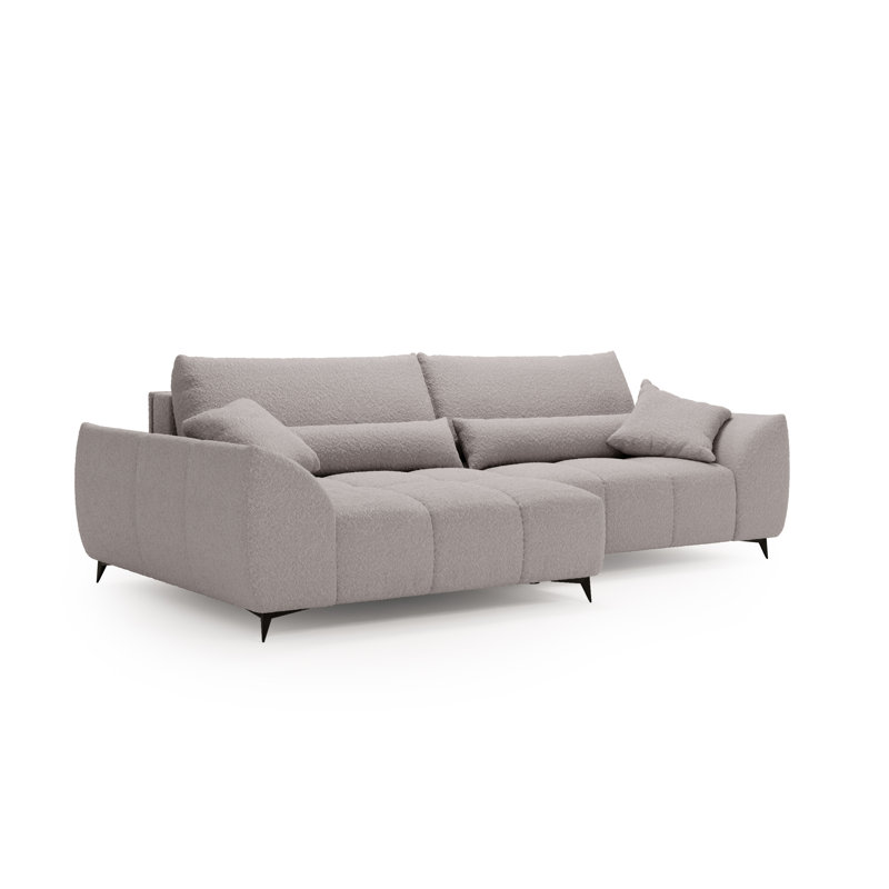 3 Seater Corner Sofa, Light Grey, Left Hand Facing