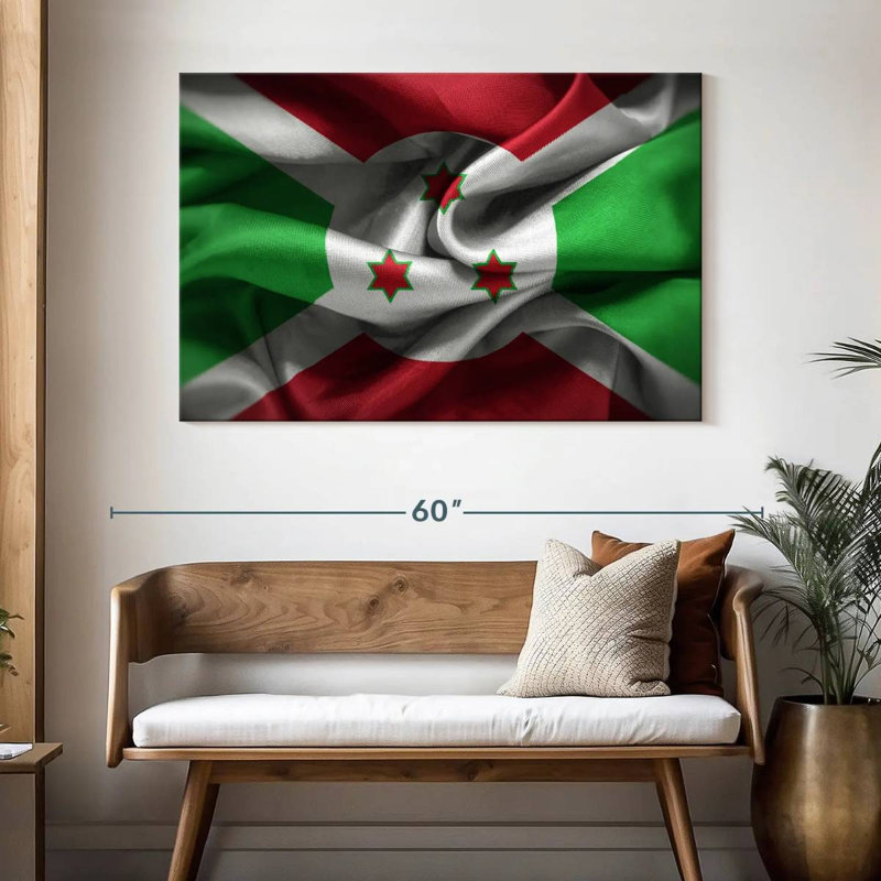 Froissé drapeau burundais, H 32 po x l 48 po