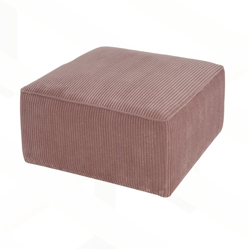 Repose-pieds rembourré Orrey, Velours côtelé rose, H 16,25 po x l 30,25 po x P 30,25 po